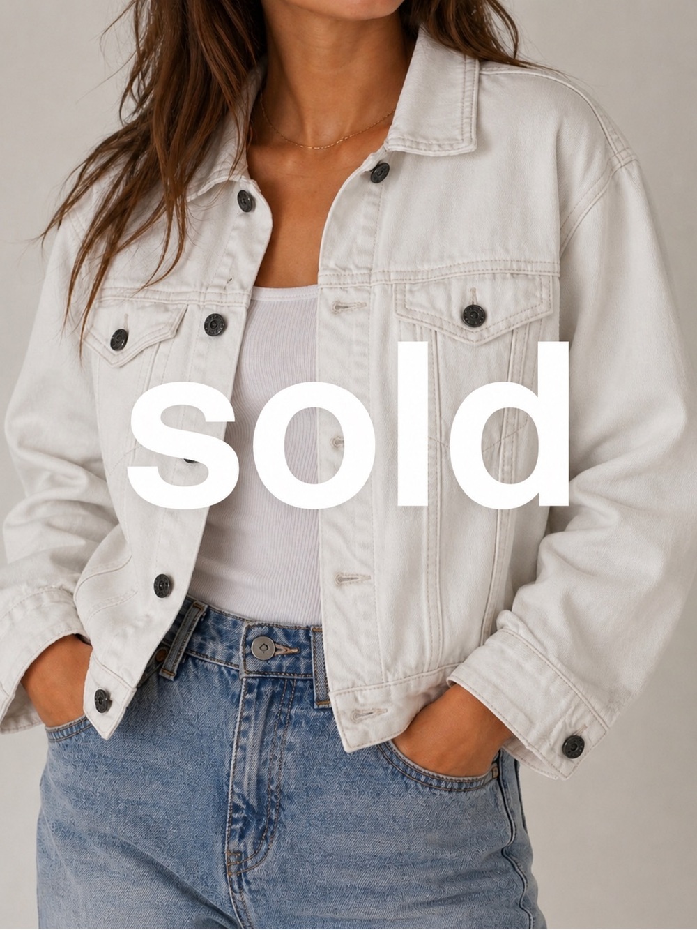 Carly Jean Los Angeles Hunter Jean Jacket - White Denim - Size Medium